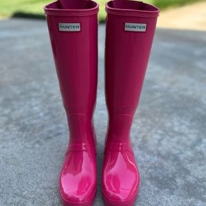 Hot Pink Hunter Boots - Size 9